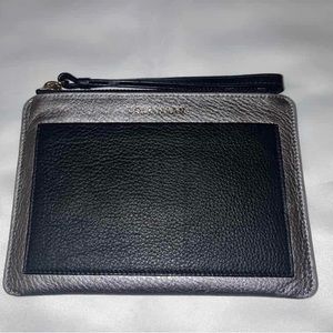 Used once Cole Haan Wristlet Pewter/Black B46019